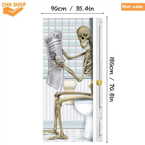 Skeleton Restroom Door Cover,Halloween decorations Covers