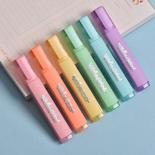 6 Colors/box Fine Glitter Highlighter Pen Set Fluorescent Ma