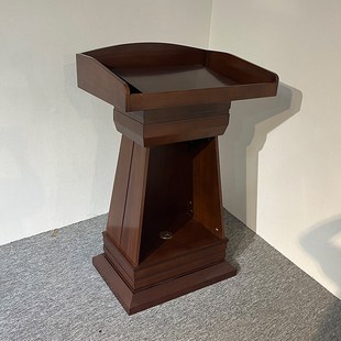 实木演讲台会议讲桌现代讲话接待迎宾台教师讲台胡桃色烤漆发言台