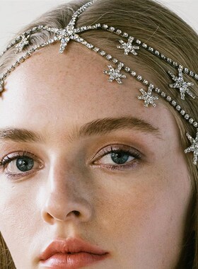 Novelly Crystal Stars Multi-layer Head Chain Wedding Hair Je
