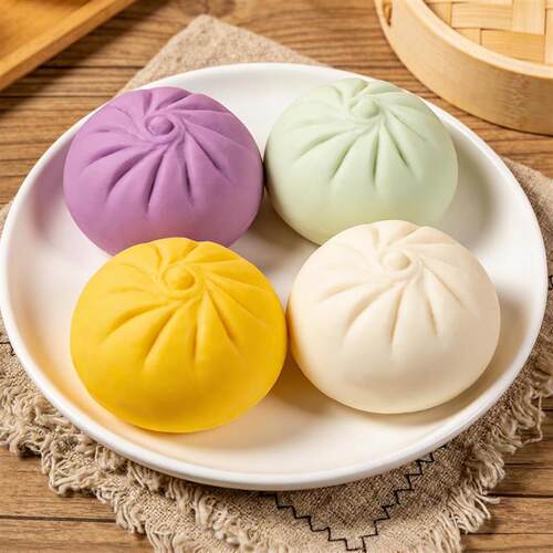 3pcs Giant Glitter Dumpling  Squeeze Dough with Steamer Box