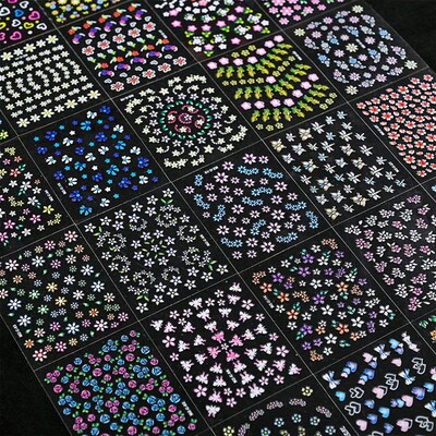 3D Colorful Flowers Cherry Blossoms Rose Daisy Nail Decals 2