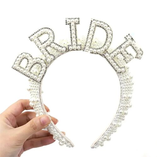 Bride to be Pearl crown Headband Bach Bachelorette hen Party