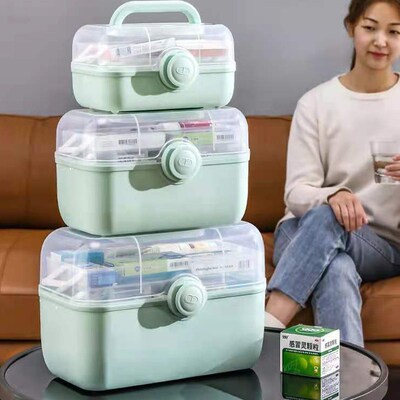 Large Capacity Family Medicine Organizer Box Portable First