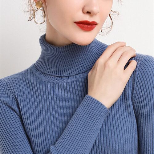 Heliar Women Fall Turtleneck Sweater Knitted Soft Pullovers