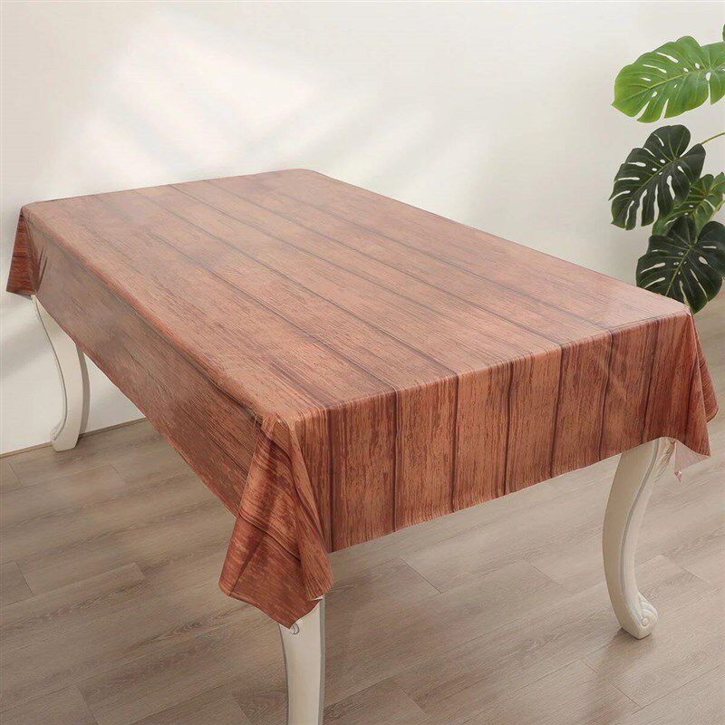 1pc 137CM*274CM imitation wood grain disposable tablecloth r