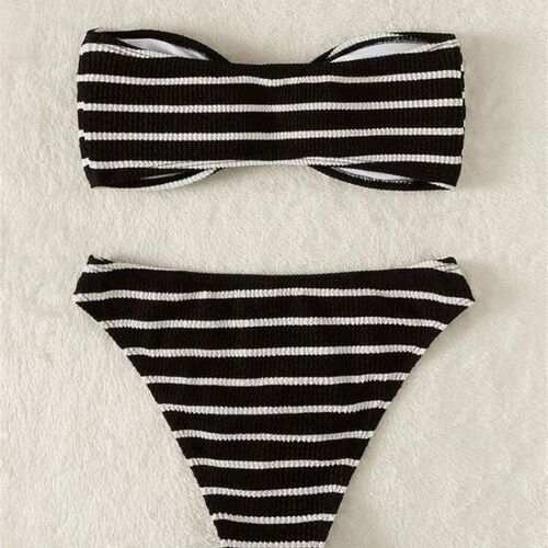 Swimsuit Women Swimwear Bikini 2023 New Tube Top Ribbled Hig