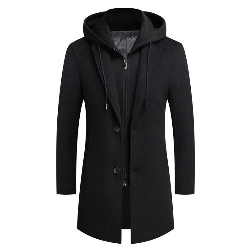 Young Mens Students Korean Style Casual Wool Coat Mid-lengt