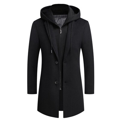 Young Mens Students Korean Style Casual Wool Coat Mid-lengt