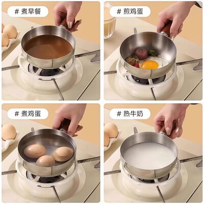 Stainless Steel Walnut Handle Fry Pan Baby Food Pot Hot Oil