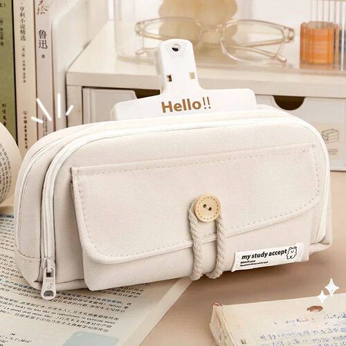 Fashion Pencil Cases Solid Color Canvas Beautiful Pencil Cas