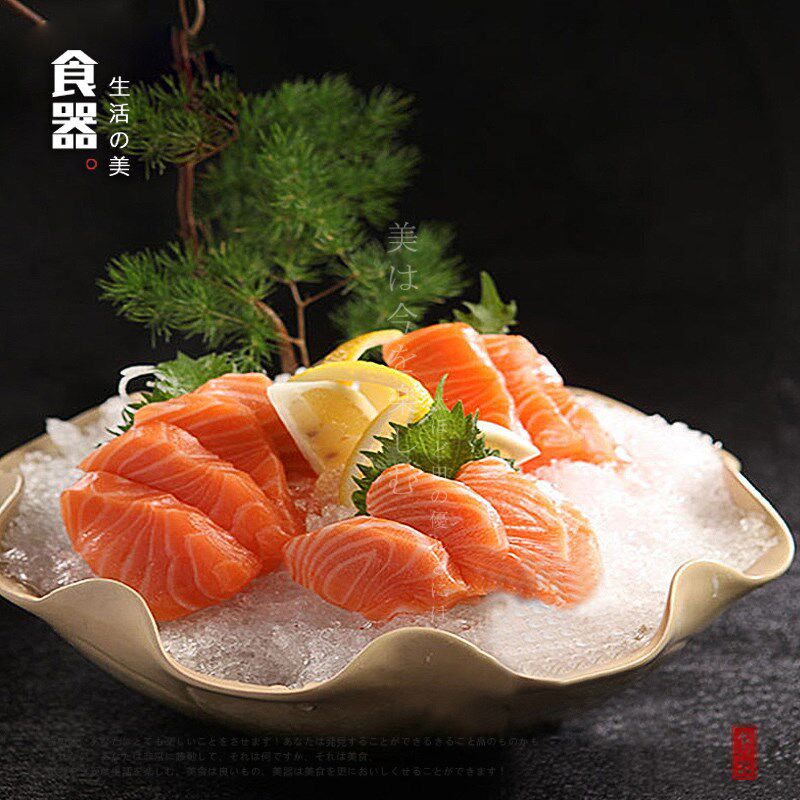 特色莲花陶瓷茶池 陶瓷鱼生盘水果盘日韩酒店用品餐具寿司刺身盘