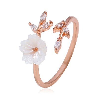 New Arrival Flowers Crystal Adjustable Wedding Rings For Wom