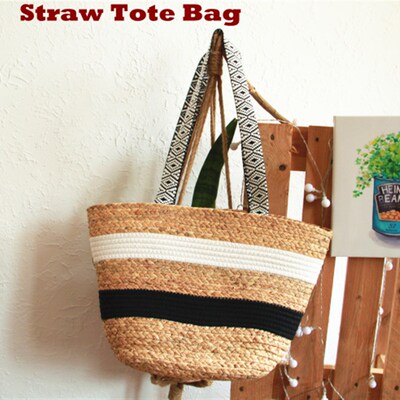 Straw Tote Bag Beach  Summer Handwoven Shoulder Bags