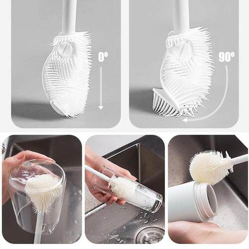 Silicone Milk Bottle Brush Cup Scrubber Glass Cleaner Long