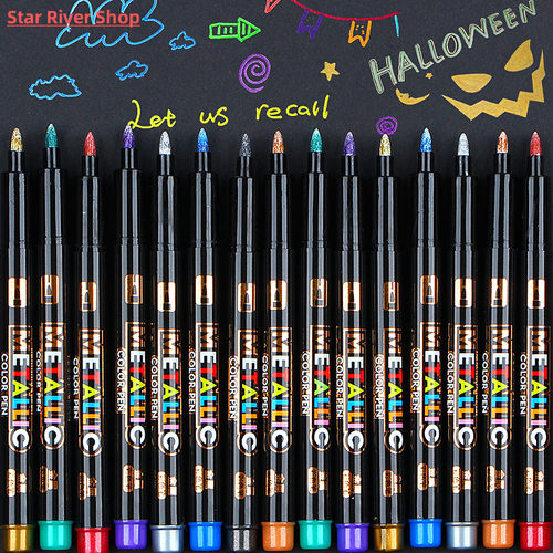 8Color Metallic Water Paint Metal Marker Pen Permanent Drawi