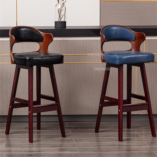 Modern Bar Chair Solid Wood Bar Stool Simple High Stool