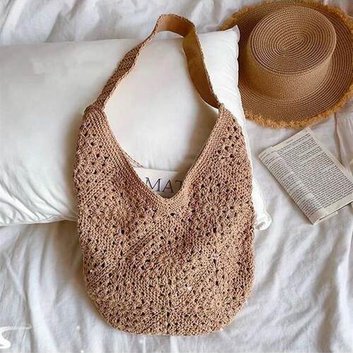 Summer Woven Bags for Women Retro Versatile Korean Style Hol