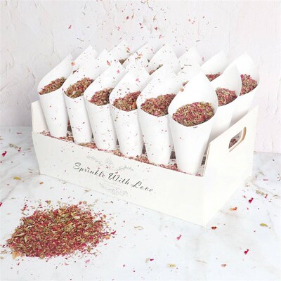 Wedding Confetti Cones Rose Flower Confetti Tray Rustic Wedd