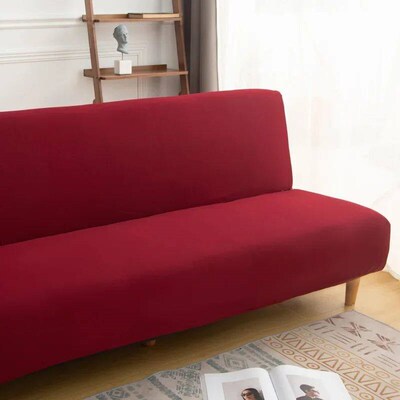 Solid Color Armless Sofa Bed ver Elastic Cheap Couch vers fo
