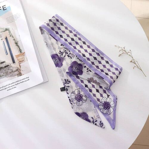 New Style Summer French Retro Purple Tied Hair Small Floral
