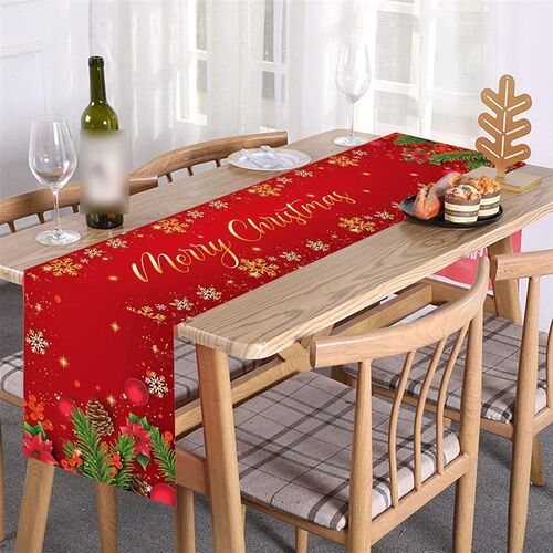 180*35cm  Christmas Table Runner Cloth Xmas Tree Santa  Snow