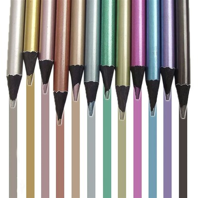 12 Color Metallic Colored Pencils Drawing Sketching Set Pain