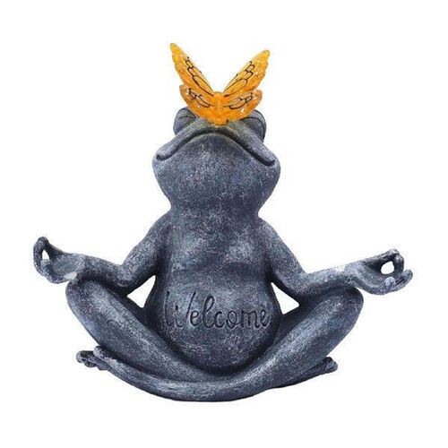 Yoga Frog Statue Solar Light Water Resistant Resin