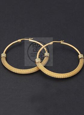 。Titanium steel fashion simple round exaggerated big ear ri