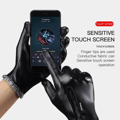 Motorcycle Winter Gloves Cycling Gloves Velvet Leather Men T