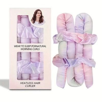 Heatless Curling Rod Set Headband No Heat Silk Curls Ribbon
