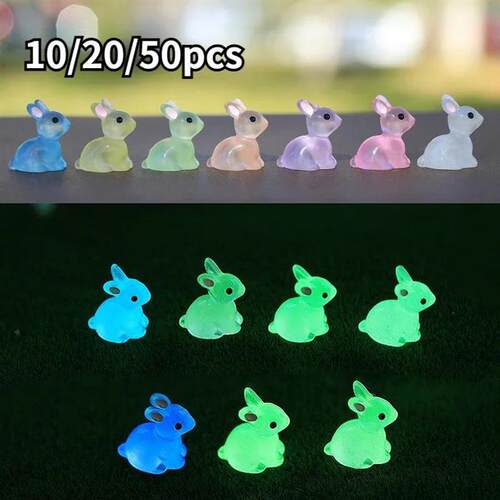 10Pcs Bunny Resin Miniature Figurines Home Decoration