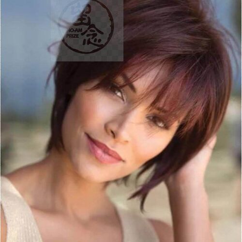 -Wig female dark brown Qi bangs fion short wave bob short wi