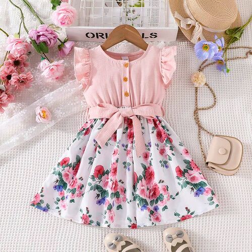 Dress For Kids 1-7 Years old Birthday Korean Style Short Sle