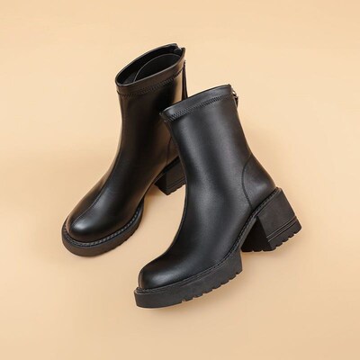 Autumn Winter Chelsea Boots Women Platform Brown Black Beige
