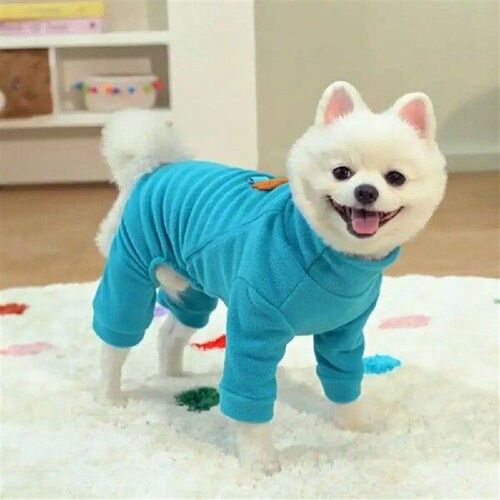 Bear Pattern Plush Dog Jumpsuit Soft Warm Winter Dog