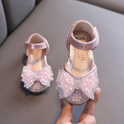 Summer Girls Flat Princess Sandals Fashion Sequins Bow Rhine