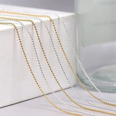 1M/Pack 0.8mm Gold Silver Nail Bead Chain Charm Ellipse Ston