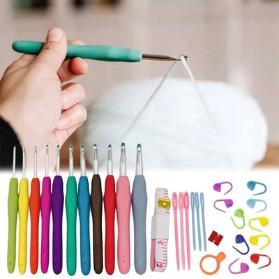 Crochet Hooks Set Blunt Knitting Needles Ergonomic Handle Co