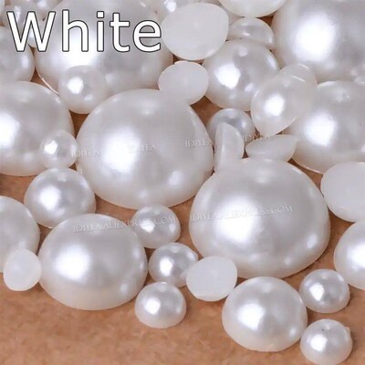 White Ivory Beige 2/3/4/6/8/10mm-25mm all sizes Imitation Pe