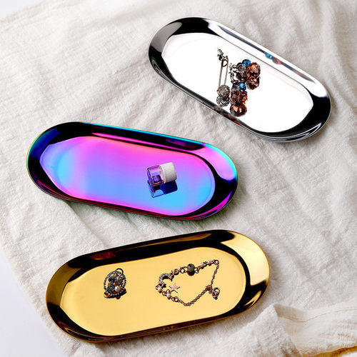 Metal Tray Stainless Steel Plate Oval Cake Fruit  Dessert Tr