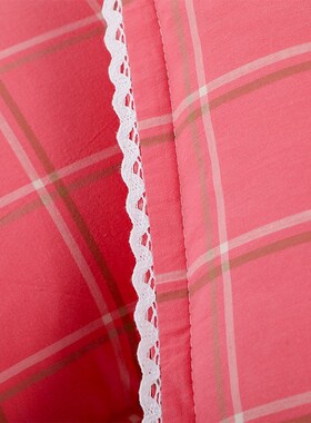 Washed Cotton Pillowcase Pair 4567 Soft Breathable Gingham U
