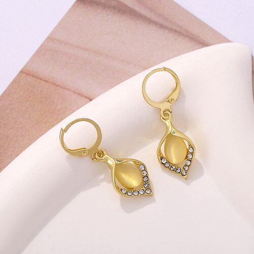 Cats Eye Earring Light Luxury Diamond Inlaid HighEnd Fashion