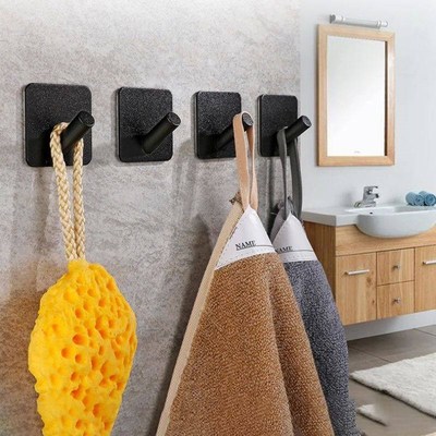 Adhesive Wall Hooks Towel Key Cloth Coat Rack Door Bathroom