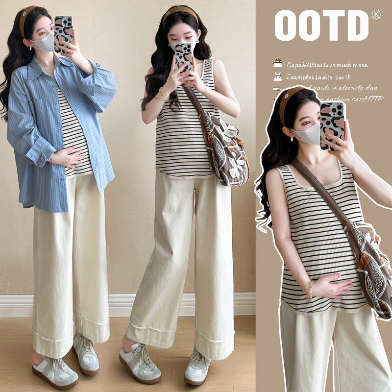 Maternity Top at Small High-end Design Sense Niche Striped F图片