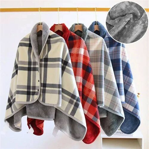 Thick Plaid Blanket Warm Winter Wearable Blanket Adults Offi