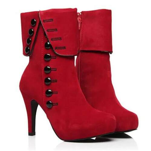 Fashion Women Ankle Boots High Heels Fashion Red Shoes Woman