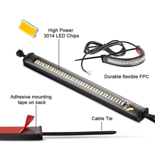 2Pcs 12V LED Ring Fork Strip Lamp Flashing Blinker Motorcycl