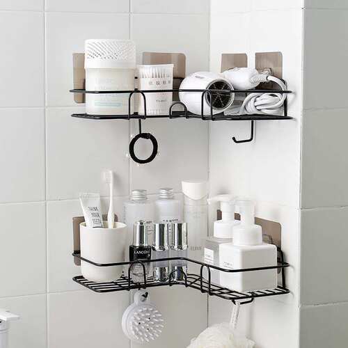 punch-free corner shelf bathroom wash rack浴室角架/置物架