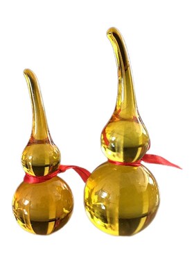 黄水晶雕刻葫芦摆件水晶葫芦家居客厅店铺装饰工艺品新居乔迁送礼